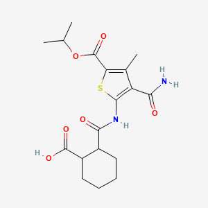 2-({3-Carbamoyl-4-methyl-5-[(propan-2-yloxy)carbonyl]thiophen-2-yl}carbamoyl)cyclohexanecarboxylic acid