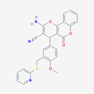 2-amino-4-{4-methoxy-3-[(pyridin-2-ylsulfanyl)methyl]phenyl}-5-oxo-4H,5H-pyrano[3,2-c]chromene-3-carbonitrile