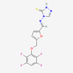 4-{[(E)-{5-[(2,3,5,6-tetrafluorophenoxy)methyl]furan-2-yl}methylidene]amino}-4H-1,2,4-triazole-3-thiol