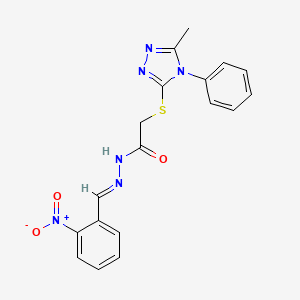 2-[(5-methyl-4-phenyl-4H-1,2,4-triazol-3-yl)sulfanyl]-N'-[(E)-(2-nitrophenyl)methylidene]acetohydrazide