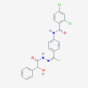 2,4-dichloro-N-{4-[(1Z)-1-{2-[hydroxy(phenyl)acetyl]hydrazinylidene}ethyl]phenyl}benzamide