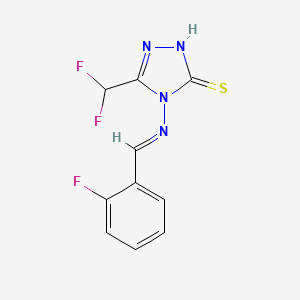 molecular formula C10H7F3N4S B10904308 5-(difluoromethyl)-4-{[(E)-(2-fluorophenyl)methylidene]amino}-4H-1,2,4-triazole-3-thiol 