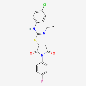 1-(4-fluorophenyl)-2,5-dioxopyrrolidin-3-yl N'-(4-chlorophenyl)-N-ethylcarbamimidothioate