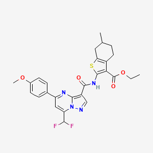 Ethyl 2-({[7-(difluoromethyl)-5-(4-methoxyphenyl)pyrazolo[1,5-a]pyrimidin-3-yl]carbonyl}amino)-6-methyl-4,5,6,7-tetrahydro-1-benzothiophene-3-carboxylate