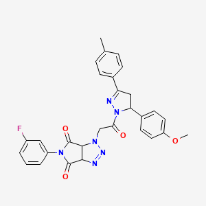 molecular formula C29H25FN6O4 B10904512 5-(3-fluorophenyl)-1-{2-[5-(4-methoxyphenyl)-3-(4-methylphenyl)-4,5-dihydro-1H-pyrazol-1-yl]-2-oxoethyl}-3a,6a-dihydropyrrolo[3,4-d][1,2,3]triazole-4,6(1H,5H)-dione 