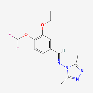 N-{(E)-[4-(difluoromethoxy)-3-ethoxyphenyl]methylidene}-3,5-dimethyl-4H-1,2,4-triazol-4-amine