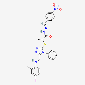 2-[(5-{[(4-iodo-2-methylphenyl)amino]methyl}-4-phenyl-4H-1,2,4-triazol-3-yl)sulfanyl]-N'-[(E)-(4-nitrophenyl)methylidene]propanehydrazide