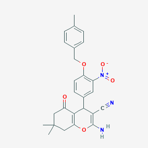 2-amino-7,7-dimethyl-4-{4-[(4-methylbenzyl)oxy]-3-nitrophenyl}-5-oxo-5,6,7,8-tetrahydro-4H-chromene-3-carbonitrile