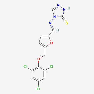 4-{[(E)-{5-[(2,4,6-trichlorophenoxy)methyl]furan-2-yl}methylidene]amino}-4H-1,2,4-triazole-3-thiol