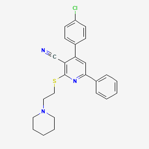 4-(4-Chlorophenyl)-6-phenyl-2-{[2-(piperidin-1-yl)ethyl]sulfanyl}pyridine-3-carbonitrile