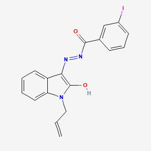 3-iodo-N'-[(3E)-2-oxo-1-(prop-2-en-1-yl)-1,2-dihydro-3H-indol-3-ylidene]benzohydrazide