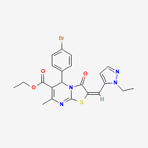 ethyl (2E)-5-(4-bromophenyl)-2-[(1-ethyl-1H-pyrazol-5-yl)methylidene]-7-methyl-3-oxo-2,3-dihydro-5H-[1,3]thiazolo[3,2-a]pyrimidine-6-carboxylate