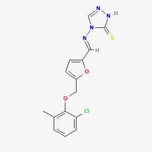 4-{[(E)-{5-[(2-chloro-6-methylphenoxy)methyl]furan-2-yl}methylidene]amino}-4H-1,2,4-triazole-3-thiol