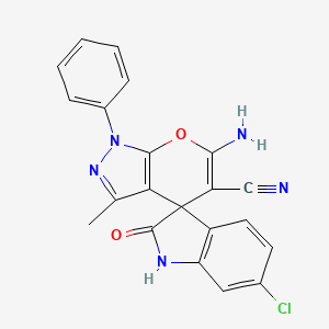 6'-amino-6-chloro-3'-methyl-2-oxo-1'-phenyl-1,2-dihydro-1'H-spiro[indole-3,4'-pyrano[2,3-c]pyrazole]-5'-carbonitrile