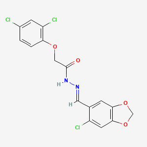 N'-[(E)-(6-chloro-1,3-benzodioxol-5-yl)methylidene]-2-(2,4-dichlorophenoxy)acetohydrazide