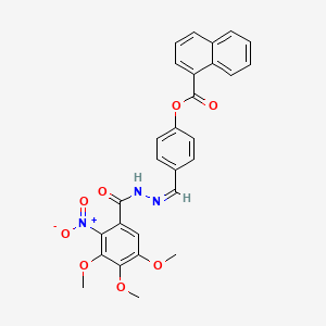 molecular formula C28H23N3O8 B10904981 4-[(Z)-{2-[(3,4,5-trimethoxy-2-nitrophenyl)carbonyl]hydrazinylidene}methyl]phenyl naphthalene-1-carboxylate 