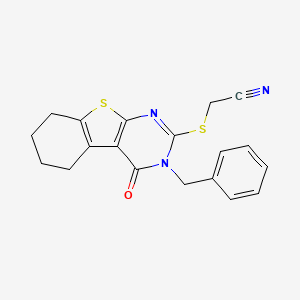 molecular formula C19H17N3OS2 B10904985 [(3-Benzyl-4-oxo-3,4,5,6,7,8-hexahydro[1]benzothieno[2,3-d]pyrimidin-2-yl)sulfanyl]acetonitrile 