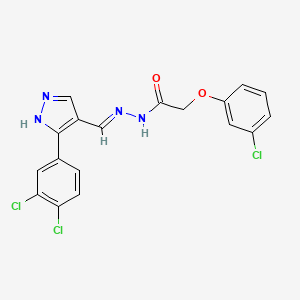 molecular formula C18H13Cl3N4O2 B10904992 2-(3-chlorophenoxy)-N'-{(E)-[3-(3,4-dichlorophenyl)-1H-pyrazol-4-yl]methylidene}acetohydrazide 