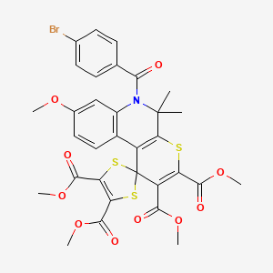 Tetramethyl 6'-[(4-bromophenyl)carbonyl]-8'-methoxy-5',5'-dimethyl-5',6'-dihydrospiro[1,3-dithiole-2,1'-thiopyrano[2,3-c]quinoline]-2',3',4,5-tetracarboxylate