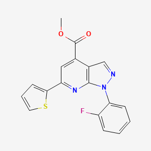 methyl 1-(2-fluorophenyl)-6-(thiophen-2-yl)-1H-pyrazolo[3,4-b]pyridine-4-carboxylate