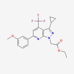 Ethyl 2-(3-cyclopropyl-6-(3-methoxyphenyl)-4-(trifluoromethyl)-1H-pyrazolo[3,4-b]pyridin-1-yl)acetate