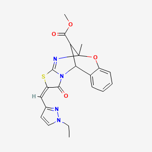 methyl (2E)-2-[(1-ethyl-1H-pyrazol-3-yl)methylidene]-5-methyl-1-oxo-1,2-dihydro-5H,11H-5,11-methano[1,3]thiazolo[2,3-d][1,3,5]benzoxadiazocine-13-carboxylate