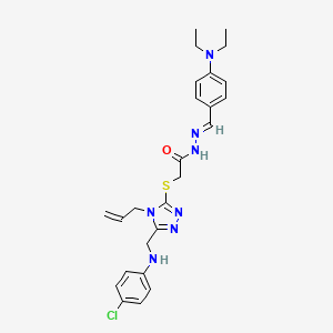 2-{[5-{[(4-chlorophenyl)amino]methyl}-4-(prop-2-en-1-yl)-4H-1,2,4-triazol-3-yl]sulfanyl}-N'-{(E)-[4-(diethylamino)phenyl]methylidene}acetohydrazide