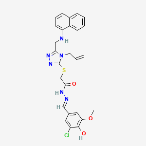 N'-[(E)-(3-chloro-4-hydroxy-5-methoxyphenyl)methylidene]-2-({5-[(naphthalen-1-ylamino)methyl]-4-(prop-2-en-1-yl)-4H-1,2,4-triazol-3-yl}sulfanyl)acetohydrazide