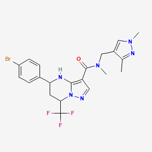 molecular formula C21H22BrF3N6O B10905132 5-(4-bromophenyl)-N-[(1,3-dimethyl-1H-pyrazol-4-yl)methyl]-N-methyl-7-(trifluoromethyl)-4,5,6,7-tetrahydropyrazolo[1,5-a]pyrimidine-3-carboxamide 