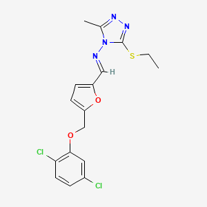 N-[(E)-{5-[(2,5-dichlorophenoxy)methyl]furan-2-yl}methylidene]-3-(ethylsulfanyl)-5-methyl-4H-1,2,4-triazol-4-amine