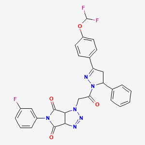 1-(2-{3-[4-(difluoromethoxy)phenyl]-5-phenyl-4,5-dihydro-1H-pyrazol-1-yl}-2-oxoethyl)-5-(3-fluorophenyl)-3a,6a-dihydropyrrolo[3,4-d][1,2,3]triazole-4,6(1H,5H)-dione