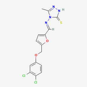 4-{[(E)-{5-[(3,4-dichlorophenoxy)methyl]furan-2-yl}methylidene]amino}-5-methyl-4H-1,2,4-triazole-3-thiol