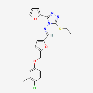 N-[(E)-{5-[(4-chloro-3-methylphenoxy)methyl]furan-2-yl}methylidene]-3-(ethylsulfanyl)-5-(furan-2-yl)-4H-1,2,4-triazol-4-amine