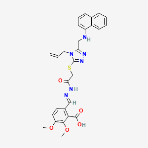 2,3-dimethoxy-6-[(E)-{2-[({5-[(naphthalen-1-ylamino)methyl]-4-(prop-2-en-1-yl)-4H-1,2,4-triazol-3-yl}sulfanyl)acetyl]hydrazinylidene}methyl]benzoic acid