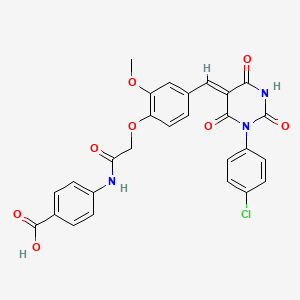 4-{[(4-{(Z)-[1-(4-chlorophenyl)-2,4,6-trioxotetrahydropyrimidin-5(2H)-ylidene]methyl}-2-methoxyphenoxy)acetyl]amino}benzoic acid