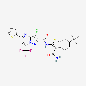 N-(6-tert-butyl-3-carbamoyl-4,5,6,7-tetrahydro-1-benzothiophen-2-yl)-3-chloro-5-(thiophen-2-yl)-7-(trifluoromethyl)pyrazolo[1,5-a]pyrimidine-2-carboxamide