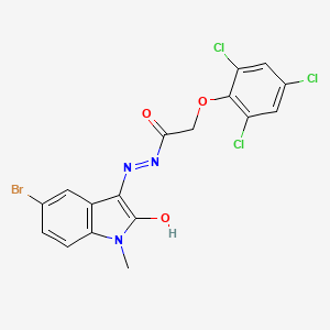 N'-[(3Z)-5-bromo-1-methyl-2-oxo-1,2-dihydro-3H-indol-3-ylidene]-2-(2,4,6-trichlorophenoxy)acetohydrazide