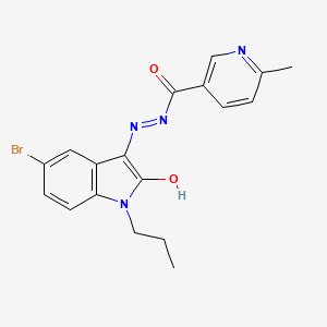 N'-[(3E)-5-bromo-2-oxo-1-propyl-1,2-dihydro-3H-indol-3-ylidene]-6-methylpyridine-3-carbohydrazide