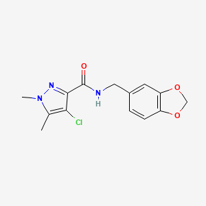 N-(1,3-benzodioxol-5-ylmethyl)-4-chloro-1,5-dimethyl-1H-pyrazole-3-carboxamide