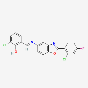 2-chloro-6-[(E)-{[2-(2-chloro-4-fluorophenyl)-1,3-benzoxazol-5-yl]imino}methyl]phenol