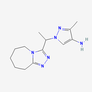 molecular formula C13H20N6 B10906131 3-methyl-1-[1-(6,7,8,9-tetrahydro-5H-[1,2,4]triazolo[4,3-a]azepin-3-yl)ethyl]-1H-pyrazol-4-amine 