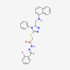 N'-[(E)-(2-fluorophenyl)methylidene]-2-({5-[(naphthalen-1-ylamino)methyl]-4-phenyl-4H-1,2,4-triazol-3-yl}sulfanyl)acetohydrazide