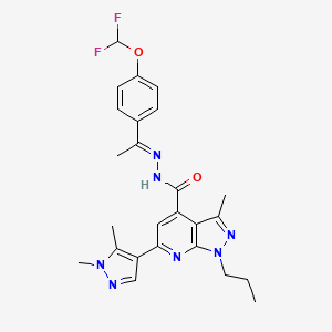 N'-{(1E)-1-[4-(difluoromethoxy)phenyl]ethylidene}-6-(1,5-dimethyl-1H-pyrazol-4-yl)-3-methyl-1-propyl-1H-pyrazolo[3,4-b]pyridine-4-carbohydrazide