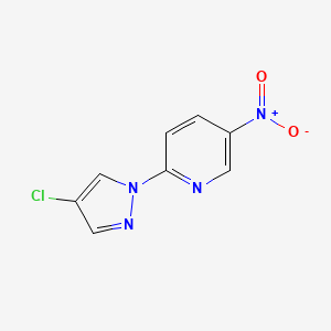 molecular formula C8H5ClN4O2 B10906857 2-(4-chloro-1H-pyrazol-1-yl)-5-nitropyridine 