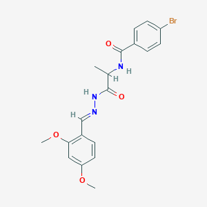 4-Bromo-N~1~-(2-{2-[(E)-1-(2,4-dimethoxyphenyl)methylidene]hydrazino}-1-methyl-2-oxoethyl)benzamide