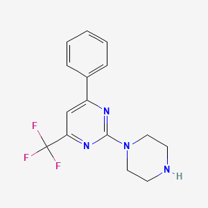 molecular formula C15H15F3N4 B10906963 6-Phenyl-2-piperazinyl-4-(trifluoromethyl)pyrimidine CAS No. 503146-04-1