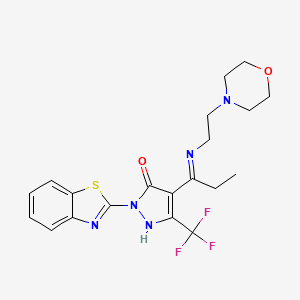 1-(1,3-benzothiazol-2-yl)-4-{(1E)-N-[2-(morpholin-4-yl)ethyl]propanimidoyl}-3-(trifluoromethyl)-1H-pyrazol-5-ol