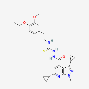 2-[(3,6-dicyclopropyl-1-methyl-1H-pyrazolo[3,4-b]pyridin-4-yl)carbonyl]-N-[2-(3,4-diethoxyphenyl)ethyl]hydrazinecarbothioamide