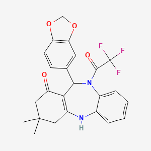 6-(1,3-Benzodioxol-5-yl)-9,9-dimethyl-5-(2,2,2-trifluoroacetyl)-6,8,10,11-tetrahydrobenzo[b][1,4]benzodiazepin-7-one