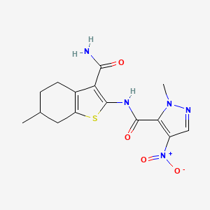 N-(3-carbamoyl-6-methyl-4,5,6,7-tetrahydro-1-benzothiophen-2-yl)-1-methyl-4-nitro-1H-pyrazole-5-carboxamide